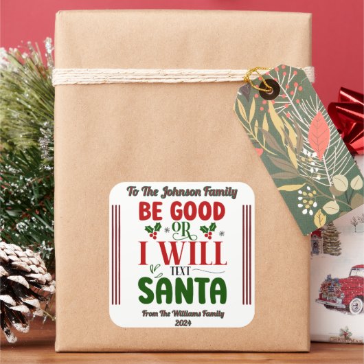 Weihnachtsaufkleber für Freude und Freude Quadratischer Aufkleber (Feiertag)