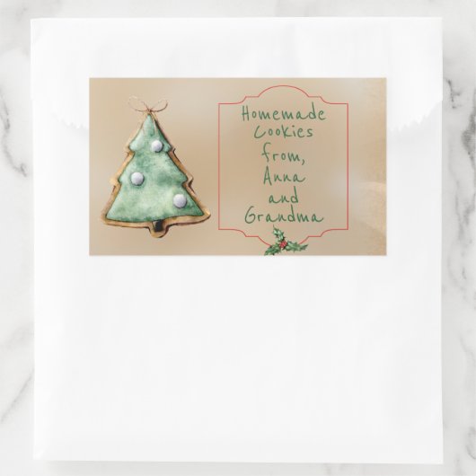 Weihnachtsaufkleber für hausgemachte Bäckereien Rechteckiger Aufkleber (Tasche)