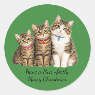 Weihnachtsaufkleber für Katzenliebhaber Runder Aufkleber