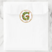 Weihnachtsaufkleber G Monogramm Runder Aufkleber (Tasche)