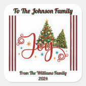 Weihnachtsaufkleber mit Bäumen Quadratischer Aufkleber (Vorderseite)