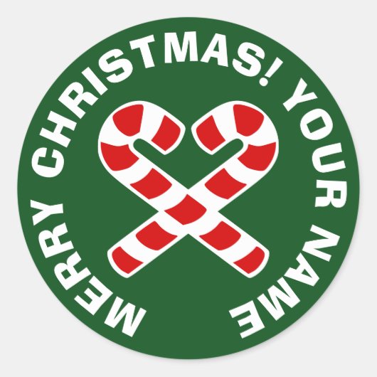 Weihnachtsaufkleber mit Zuckerrohrherz Runder Aufkleber (Vorderseite)