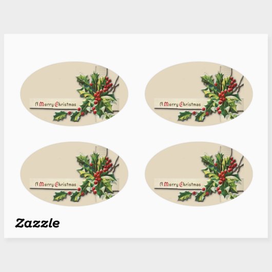 Weihnachtsaufkleber, Ovaler Aufkleber (Blatt)