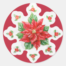 Weihnachtsaufkleber Poinsettia Runder Aufkleber