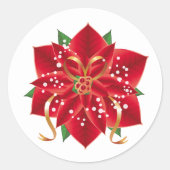Weihnachtsaufkleber-Red Poinsettia Runder Aufkleber (Vorderseite)