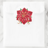 Weihnachtsaufkleber-Red Poinsettia Runder Aufkleber (Tasche)
