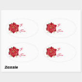 Weihnachtsaufkleber Rot Poinsettia Oval Sticker (Blatt)