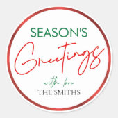 Weihnachtsaufkleber Rote Schrift Personalisiert Runder Aufkleber (Vorderseite)