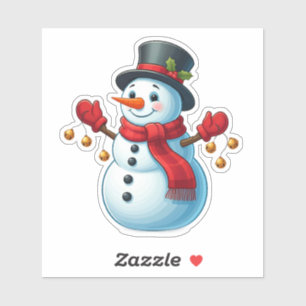Weihnachtsaufkleber, Schneemann mit Jingeln Aufkleber
