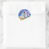 Weihnachtsaufkleber Snowmen Schneesport. Runder Aufkleber (Tasche)
