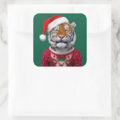 Weihnachtsaufkleber Tiger Quadratischer Aufkleber (Tasche)