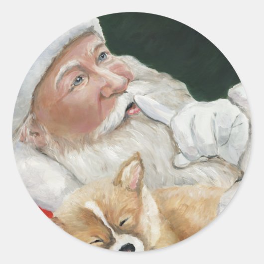 Weihnachtsaufkleber und Corgi Pup Weihnachtsaufkle Runder Aufkleber (Vorderseite)