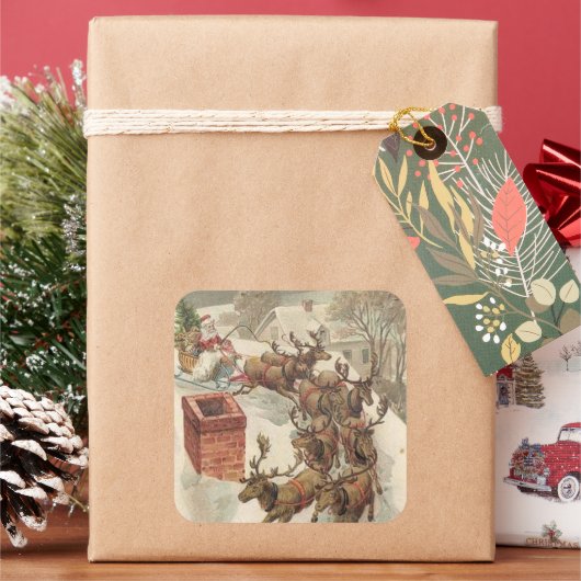 Weihnachtsaufkleber Vintag Quadratischer Aufkleber (Feiertag)