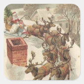 Weihnachtsaufkleber Vintag Quadratischer Aufkleber (Vorderseite)