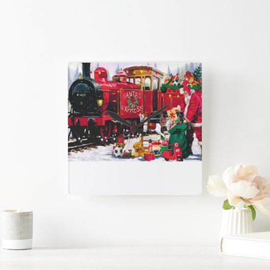 Weihnachtsausdrücke Quadratische Wanduhr (Zuhause)