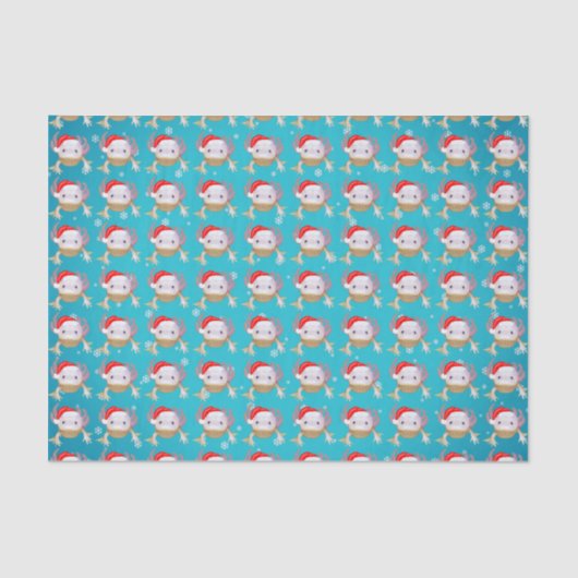 WeihnachtsAxolotl mit Weihnachtsmannmütze und Feen Seidenpapier (Vorderseite)