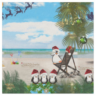 Weihnachtsbaby am Strand wiederholt sich Stoff