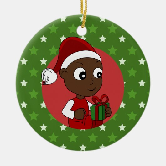 Weihnachtsbaby-Cartoon Keramikornament (Vorne)