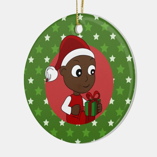 Weihnachtsbaby-Cartoon Keramikornament (Links)