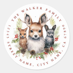 WeihnachtsBaby-Deer-Round-Stickers Runder Aufkleber
