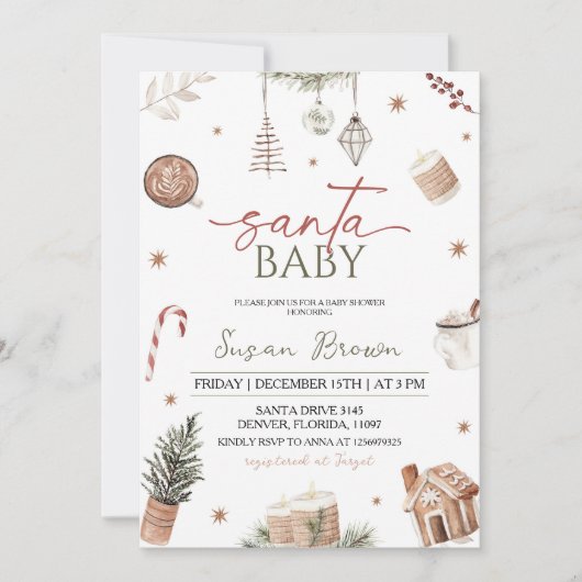 WeihnachtsBaby-Dusche Santa Baby Einladung (Vorderseite)