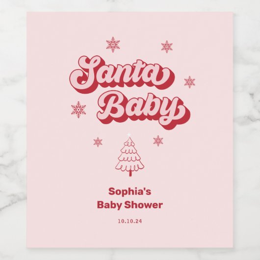 WeihnachtsBaby-Dusche Santa Baby Weinetikett (Einzelnes Label)