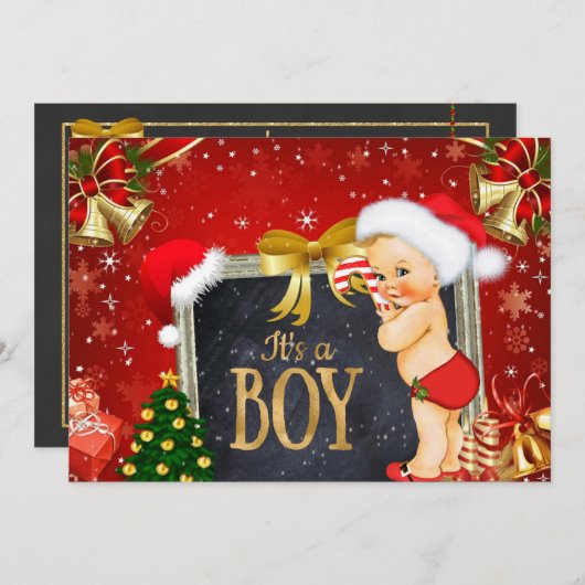 Weihnachtsbaby-Duschen-Einladung mit einem Einladung (Vorne/Hinten)