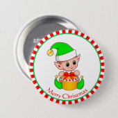 Weihnachtsbaby-Elf und Geschenkbox Button (Vorne & Hinten)