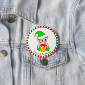 Weihnachtsbaby-Elf und Geschenkbox Button (Beispiel)
