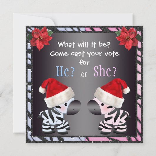 Weihnachtsbaby-Geschlecht decken Zebras u. Einladung (Rückseite)