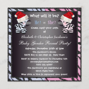 Weihnachtsbaby-Geschlecht decken Zebras u. Einladung