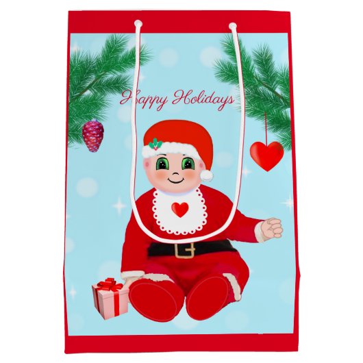 Weihnachtsbaby, Herz und Kiefer Mittlere Geschenktüte (Rückseite)