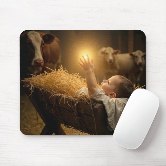 Weihnachtsbaby in einer Krippe Mousepad (Mit Mouse)