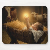 Weihnachtsbaby in einer Krippe Mousepad (Vorne)