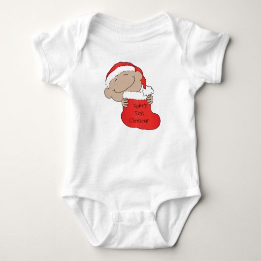 Weihnachtsbaby mit dunkler Hautfarbe Baby Strampler (Vorderseite)