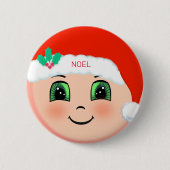 Weihnachtsbaby mit glücklichem Gesicht Button (Vorderseite)