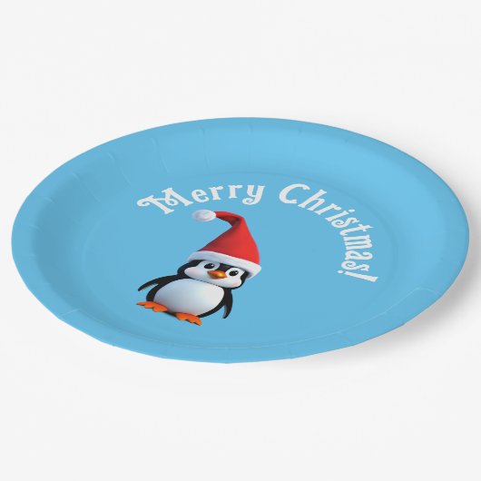 Weihnachtsbaby Penguin Pappteller (Schrägansicht)