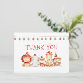 Weihnachtsbabys in Red Party Hats Dankeskarte (Stehend Vorderseite)