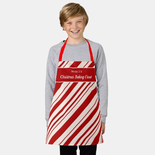 Weihnachtsbacken-Crew Candy Cane Monogram Schürze (Getragen)
