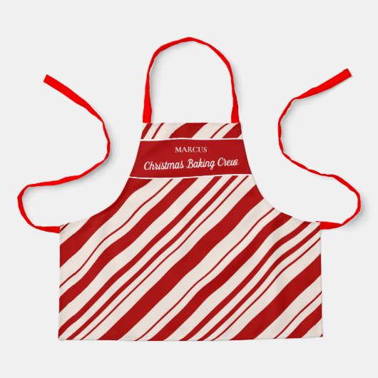 Weihnachtsbacken-Crew Candy Cane Monogram Schürze (Vorderseite)