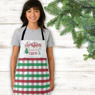 Weihnachtsbacken Crew Name Kariert Matching Family Schürze