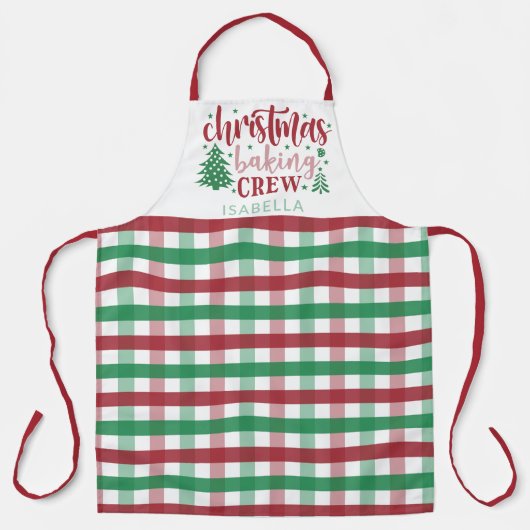 Weihnachtsbacken Crew Name Kariert passend groß Schürze (Vorderseite)