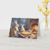 Weihnachtsbacken der Hasenfamilie Karte (Gelbe Blume)