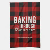 Weihnachtsbacken im Schnee Buffalo Plaid Geschirrtuch (Vertikal)