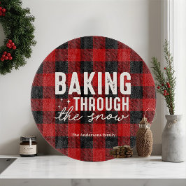 Weihnachtsbacken im Schnee Buffalo Plaid Schneidebrett