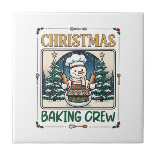 Weihnachtsbäcker-Crew Schneemann Chef Lebkuchen Co Fliese