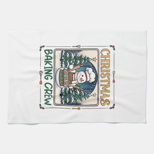 Weihnachtsbäcker-Crew Schneemann Chef Lebkuchen Co Geschirrtuch (Horizontal)