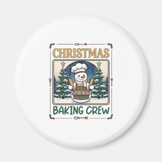 Weihnachtsbäcker-Crew Schneemann Chef Lebkuchen Co Magnet (Vorne)