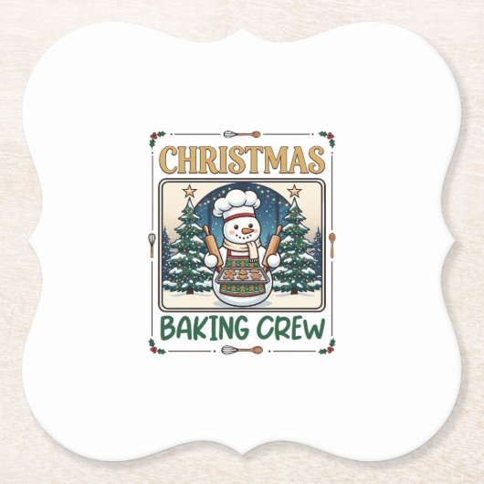 Weihnachtsbäcker-Crew Schneemann Chef Lebkuchen Co Untersetzer (Vorderseite)