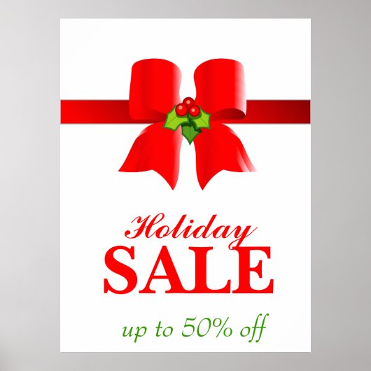 Weihnachtsbäcker Holiday Geschenk Bow Red White H Poster (Vorne)